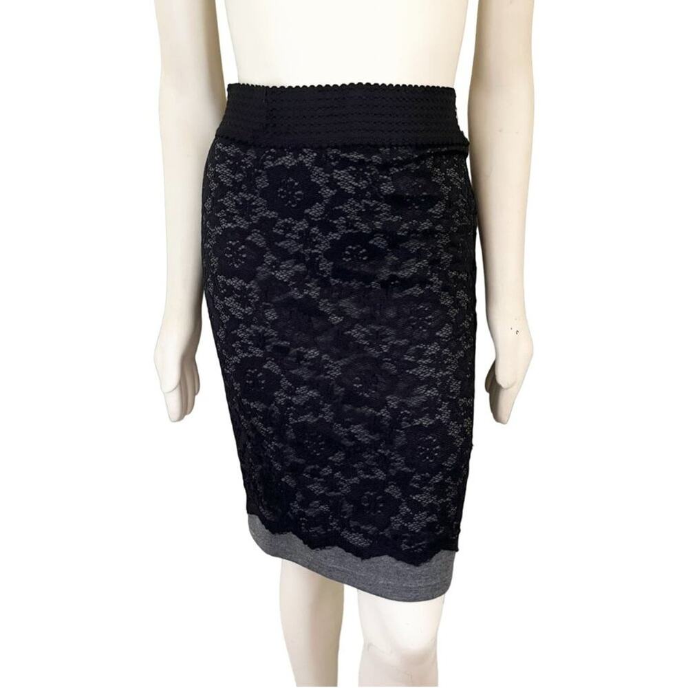 MAURICES Lace Overlay Stretchy Pencil Skirt in Black SZ M